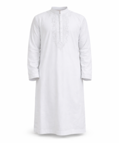 Elegent White Kurta with intricate embroidery
