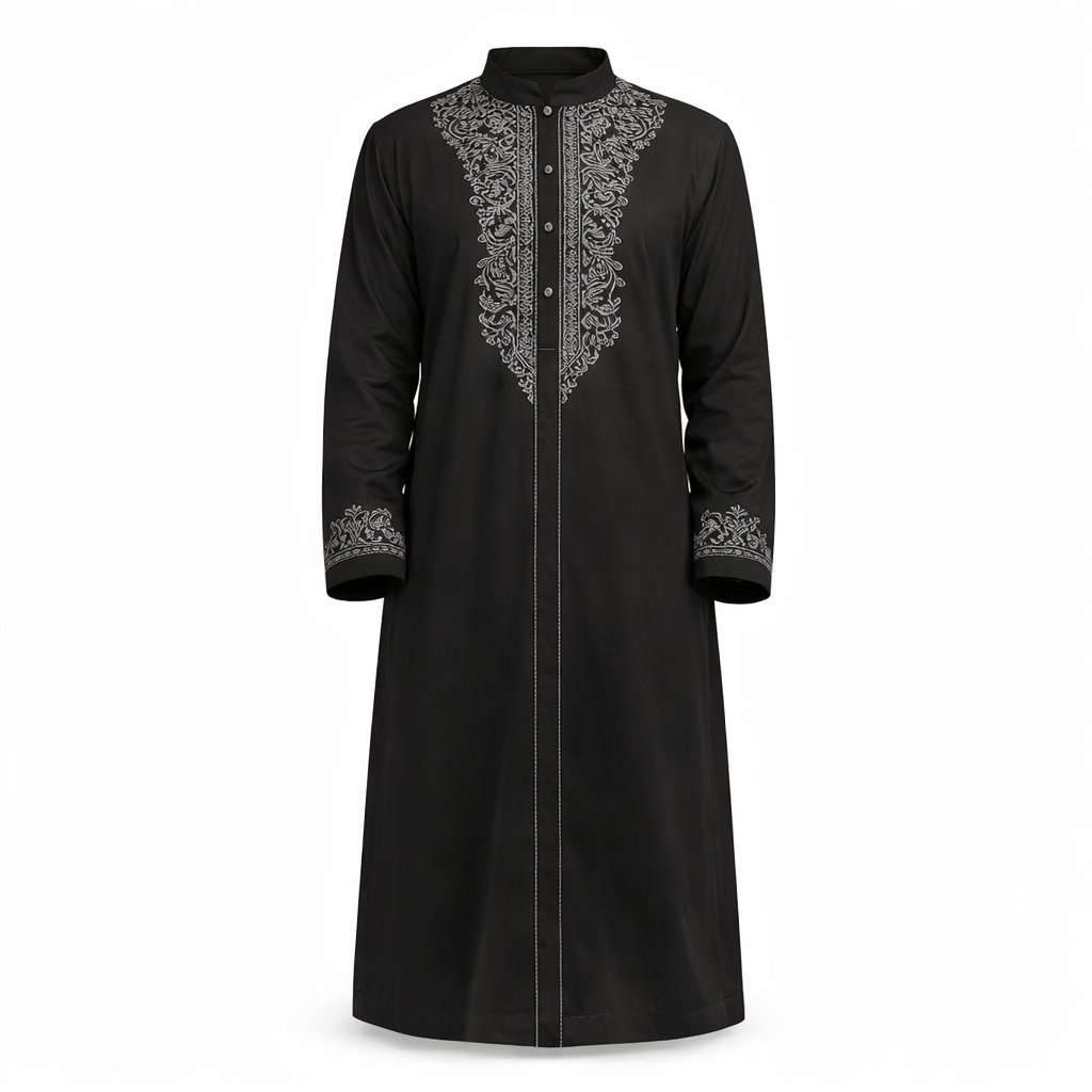 Elegent Black Thobe with intricate embroidery